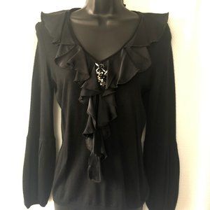 Magaschoni Black Silk Cashmere Sweater Top